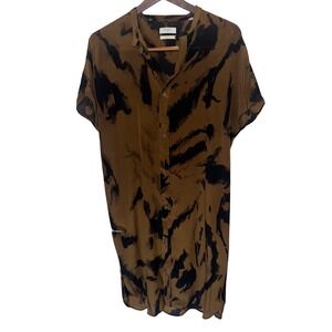 Billy Reid 100% Silk Dress Brown Black Abstract Print Size XS MSRP $275